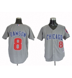 Men's Mitchell and Ness Chicago Cubs #8 Andre Dawson Authentic Grey Throwback MLB Jersey