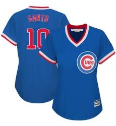 Women's Majestic Chicago Cubs #10 Ron Santo Authentic Royal Blue Cooperstown MLB Jersey