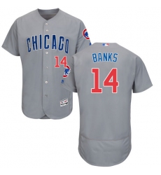 Men's Majestic Chicago Cubs #14 Ernie Banks Grey Road Flex Base Authentic Collection MLB Jersey