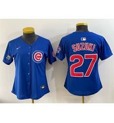 Women's Chicago Cubs #27 Seiya Suzuki Royal 'Ryne Sandberg Tribute' Vapor Limited V2 Stitched Baseball Jersey(Run Small)