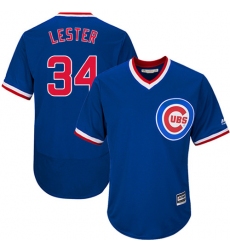 Men's Majestic Chicago Cubs #34 Jon Lester Royal Blue Flexbase Authentic Collection Cooperstown MLB Jersey