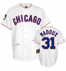Men's Mitchell and Ness Chicago Cubs #31 Greg Maddux Authentic White 1988 Throwback MLB Jersey