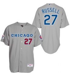 Men's Majestic Chicago Cubs #27 Addison Russell Authentic Grey 1990 Turn Back The Clock MLB Jersey