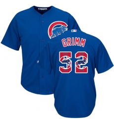 Men's Majestic Chicago Cubs #52 Justin Grimm Authentic Royal Blue Team Logo Fashion Cool Base MLB Jersey
