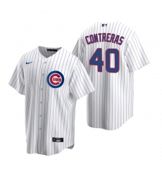 Men's Nike Chicago Cubs #40 Willson Contreras White Home Stitched Baseball Jersey