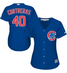 Women's Majestic Chicago Cubs #40 Willson Contreras Authentic Royal Blue Alternate MLB Jersey