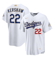 Men's Los Angeles Dodgers #22 Clayton Kershaw Nike White 2026 Gold Collection Stadium Jersey
