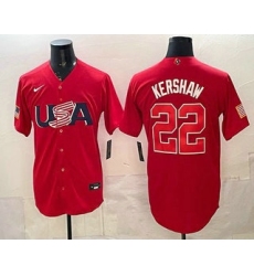 Men's USA #22 Clayton Kershaw Red 2026 World Baseball Classic Cool Base Jersey