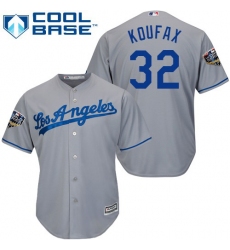 Youth Majestic Los Angeles Dodgers #32 Sandy Koufax Authentic Grey Road Cool Base 2018 World Series MLB Jersey