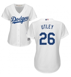 Women's Majestic Los Angeles Dodgers #26 Chase Utley Replica White Home Cool Base MLB Jersey