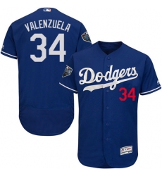 Men's Majestic Los Angeles Dodgers #34 Fernando Valenzuela Royal Blue Flexbase Authentic Collection 2018 World Series MLB Jersey