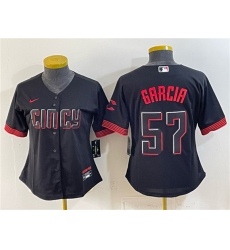 Youth Cincinnati Reds #57 Julian Garcia Black City Connect Stitched Baseball Jersey