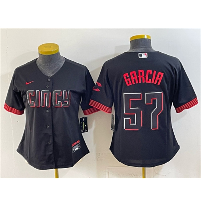 Youth Cincinnati Reds #57 Julian Garcia Black City Connect Stitched Baseball Jersey