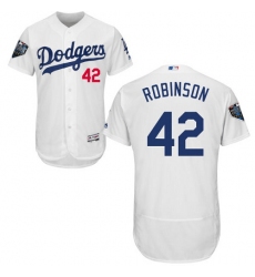 Men's Majestic Los Angeles Dodgers #42 Jackie Robinson White Home Flex Base Authentic Collection 2018 World Series MLB Jersey
