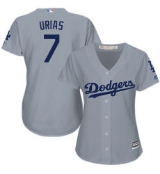 Women's Majestic Los Angeles Dodgers #7 Julio Urias Authentic Grey Road Cool Base MLB Jersey
