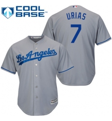 Youth Majestic Los Angeles Dodgers #7 Julio Urias Replica Grey Road Cool Base MLB Jersey
