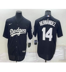 Men's Los Angeles Dodgers #14 Enrique Hernandez Black Turn Back The Clock Stitched Cool Base Jersey