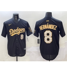 Men's Los Angeles Dodgers #8 Enrique Hernandez Black Gold Limited Stitched Baseball Jersey
