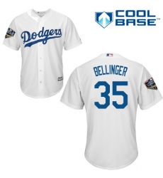 Youth Majestic Los Angeles Dodgers #35 Cody Bellinger Authentic White Home Cool Base 2018 World Series MLB Jersey
