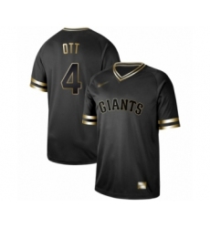 Men's San Francisco Giants #4 Mel Ott Authentic Black Gold Fashion Baseball Jersey