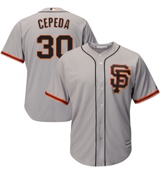 Youth Majestic San Francisco Giants #30 Orlando Cepeda Authentic Grey Road 2 Cool Base MLB Jersey
