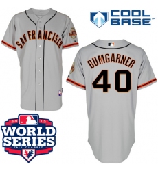 Men's Majestic San Francisco Giants #40 Madison Bumgarner Authentic Grey Cool Base 2012 World Series Patch MLB Jersey