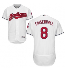 Men's Majestic Cleveland Indians #8 Lonnie Chisenhall White Home Flex Base Authentic Collection MLB Jersey