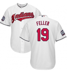 Youth Majestic Cleveland Indians #19 Bob Feller Authentic White Home 2016 World Series Bound Cool Base MLB Jersey