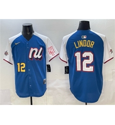 Men's National League #12 Francisco Lindor Blue Alternate 2025 All-Star Edition Limited Stitched Baseball Jersey