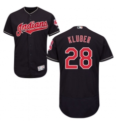 Men's Majestic Cleveland Indians #28 Corey Kluber Navy Blue Alternate Flex Base Authentic Collection MLB Jersey