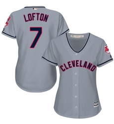 Women's Majestic Cleveland Indians #7 Kenny Lofton Replica Grey Road Cool Base MLB Jersey