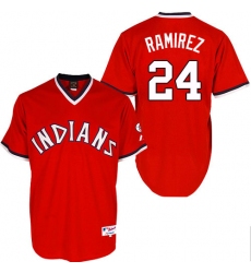 Men's Majestic Cleveland Indians #24 Manny Ramirez Authentic Red 1974 Turn Back The Clock MLB Jersey