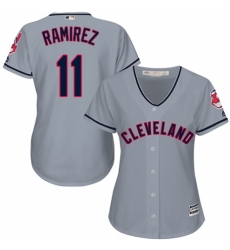 Women's Majestic Cleveland Indians #11 Jose Ramirez Replica Grey Road Cool Base MLB Jersey