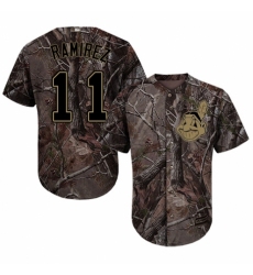 Youth Majestic Cleveland Indians #11 Jose Ramirez Authentic Camo Realtree Collection Flex Base MLB Jersey