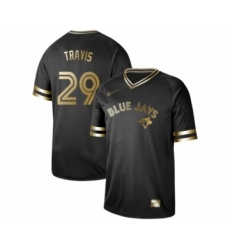 Men's Toronto Blue Jays #29 Devon Travis Authentic Black Gold Fashion Baseball Jersey