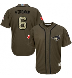 Youth Majestic Toronto Blue Jays #6 Marcus Stroman Authentic Green Salute to Service MLB Jersey