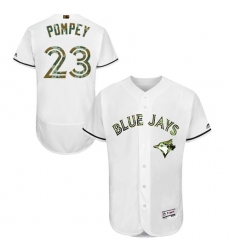 Men's Majestic Toronto Blue Jays #23 Dalton Pompey Authentic White 2016 Memorial Day Fashion Flex Base MLB Jersey
