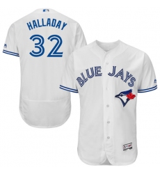 Men's Majestic Toronto Blue Jays #32 Roy Halladay White Home Flex Base Authentic Collection MLB Jersey