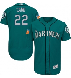 Men's Majestic Seattle Mariners #22 Robinson Cano Teal Green Alternate Flex Base Authentic Collection MLB Jersey