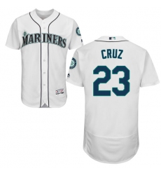 Men's Majestic Seattle Mariners #23 Nelson Cruz White Home Flex Base Authentic Collection MLB Jersey