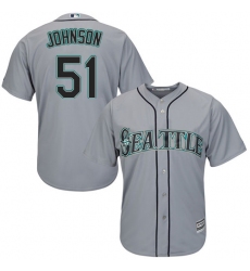 Youth Majestic Seattle Mariners #51 Randy Johnson Replica Grey Road Cool Base MLB Jersey
