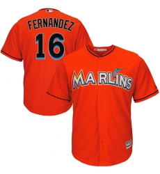 Men's Majestic Miami Marlins #16 Jose Fernandez Replica Orange Alternate 1 Cool Base MLB Jersey