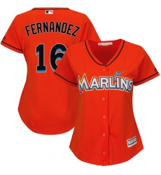 Women's Majestic Miami Marlins #16 Jose Fernandez Authentic Orange Alternate 1 Cool Base MLB Jersey