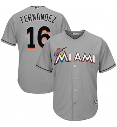 Youth Majestic Miami Marlins #16 Jose Fernandez Authentic Grey Road Cool Base MLB Jersey