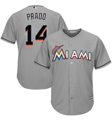 Youth Majestic Miami Marlins #14 Martin Prado Replica Grey Road Cool Base MLB Jersey