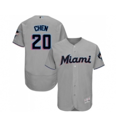 Men's Miami Marlins #20 Wei-Yin Chen Grey Road Flex Base Authentic Collection Baseball Jersey