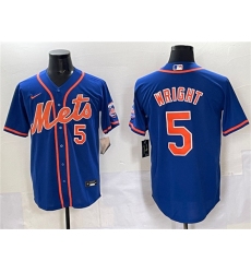Men's New York Mets #5 David Wright Blue Cool Base Stitched Baseball Jersey