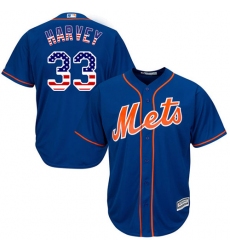 Men's Majestic New York Mets #33 Matt Harvey Authentic Royal Blue USA Flag Fashion MLB Jersey