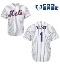 Men's Majestic New York Mets #1 Mookie Wilson Replica White Home Cool Base MLB Jersey