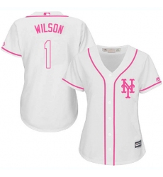 Women's Majestic New York Mets #1 Mookie Wilson Replica White Fashion Cool Base MLB Jersey